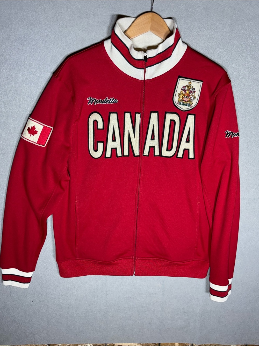 Mondetta Red Canada Track Jacket with Cream & White Accents
